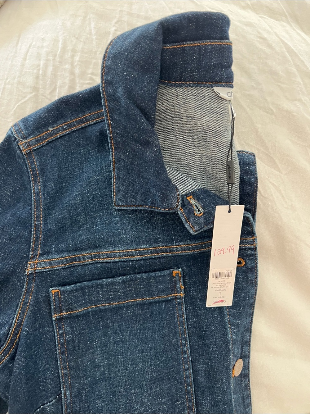 Chico's Dark Blue Denim Utility Jacket